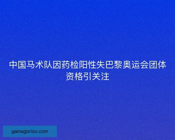 中国马术队因药检阳性失巴黎奥运会团体资格引关注